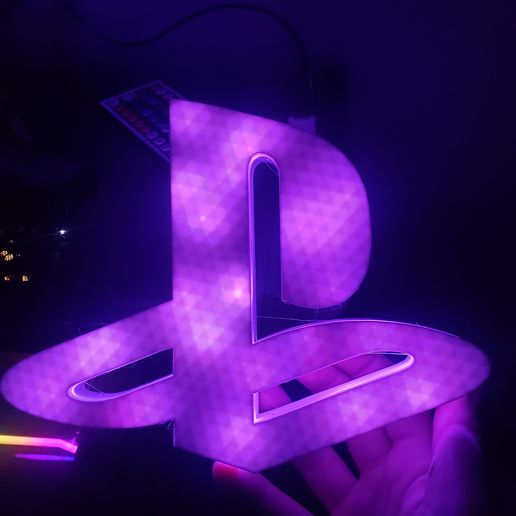 playstation logotipo conduziu placa 3D print model - Mito3D