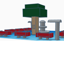 plaza con rbol sillas y fuente art albero asientos seets 3d print model - Mito3D