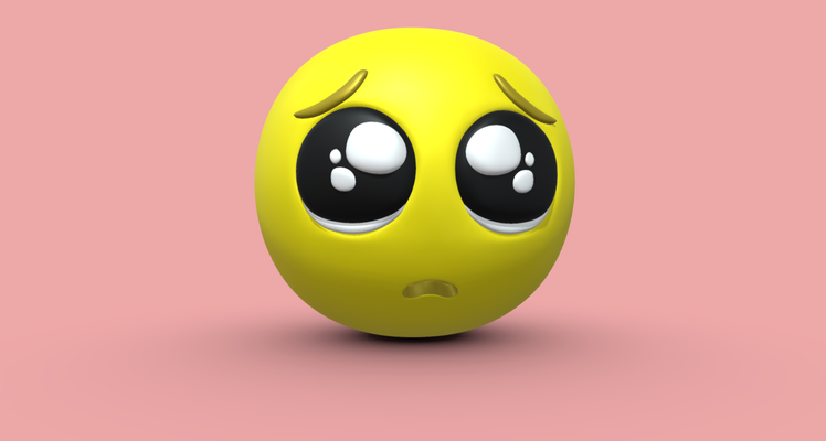 plaidoirie visage emoji art émoticône expression mendicité triste mignonne personnage 3d model imprimable digital low poly illustration conception mixeur obj fbx stl 3d print model - Mito3D
