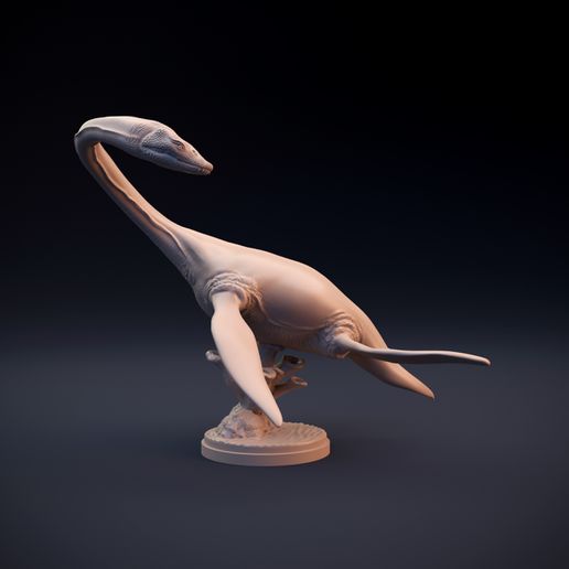 plesiossauro arte elasmosaurus marinho réptil dinossauro criatura monstro mar oceano miniatura mini estatueta figura água animal lagarto extinto pré histórico jurássico 3D print model - Mito3D