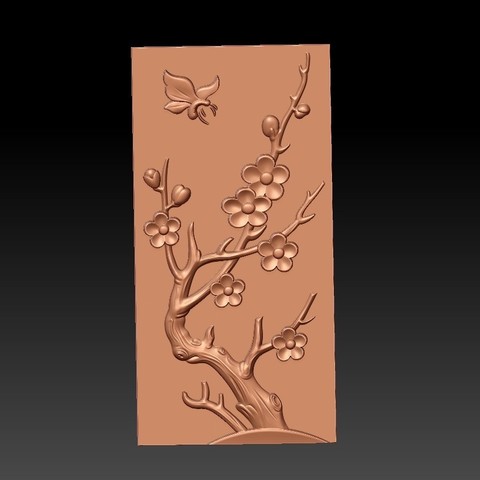 plum blossom art engraving cnc 3d decoration flower nature artcam bas-relief scenery scape texture pannel pattern 3D print model - Mito3D