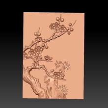 flor de ameixa a arte decoração 3d cnc ornamento planta prunus mume o padrão textura baixo-relevo artcam gravura 3d print model - Mito3D