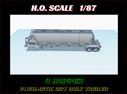 pneumatic dry bulk trailer ho scale 1 87 farm agricultural double axle rural layout model railroad scenery vehicles truck industrial hopper 3d print model - Mito3D