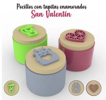 pocillos tapas love valentine's day totoro wells tapitas caps 3d print model - Mito3D