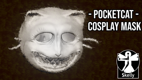 pocketcat cosplay mask fear hunger halloween pocket cat helmet sculpt zbrush feline termina abstract 3d print model - Mito3D