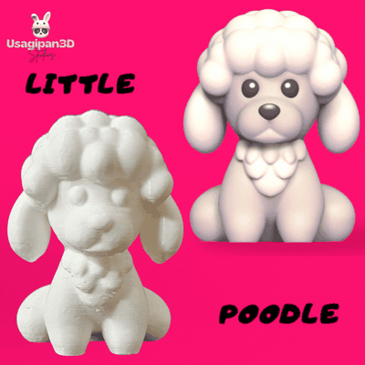 poddle animal cute fun poodle cartoon dog pet sculpture miniature decorative play art toy statue preschool 3d print model - Mito3D