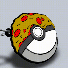pok pizza clé bague Pokémon pokeball Pizza Homère simpsons pendentif flexi jouet art blastoise pokedex lien humour portrait multicolore posable bascule 3d print model - Mito3D