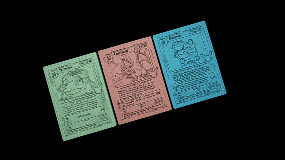 pok seg clássico cartas Pokémon Charizard venusaur arte esculpir alívio animal Dragão tartaruga cinza anime Nintendo cartão coberta 3d print model - Mito3D