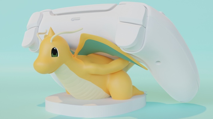 pok seg dragonita controlador suporte dragão cabide jogos anime mang jogador cultos 3d print model - Mito3D