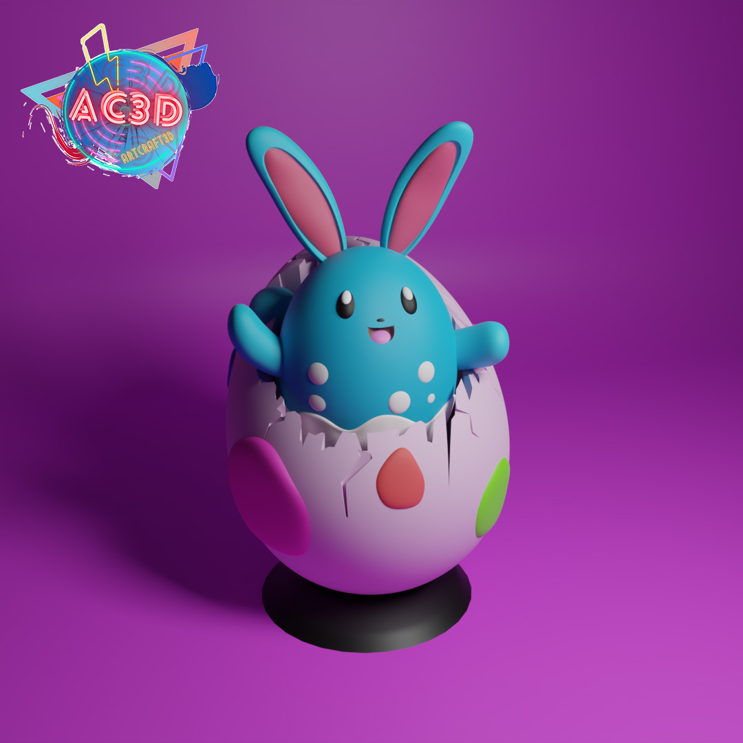 pok mon egg easter blue azumarill azuril ash pikachu rabbit chocolate 3D print model - Mito3D