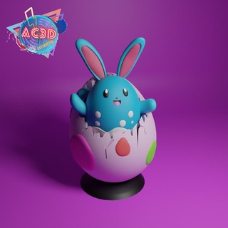 pok mon egg easter blue azumarill azuril ash pikachu rabbit chocolate 3d print model - Mito3D