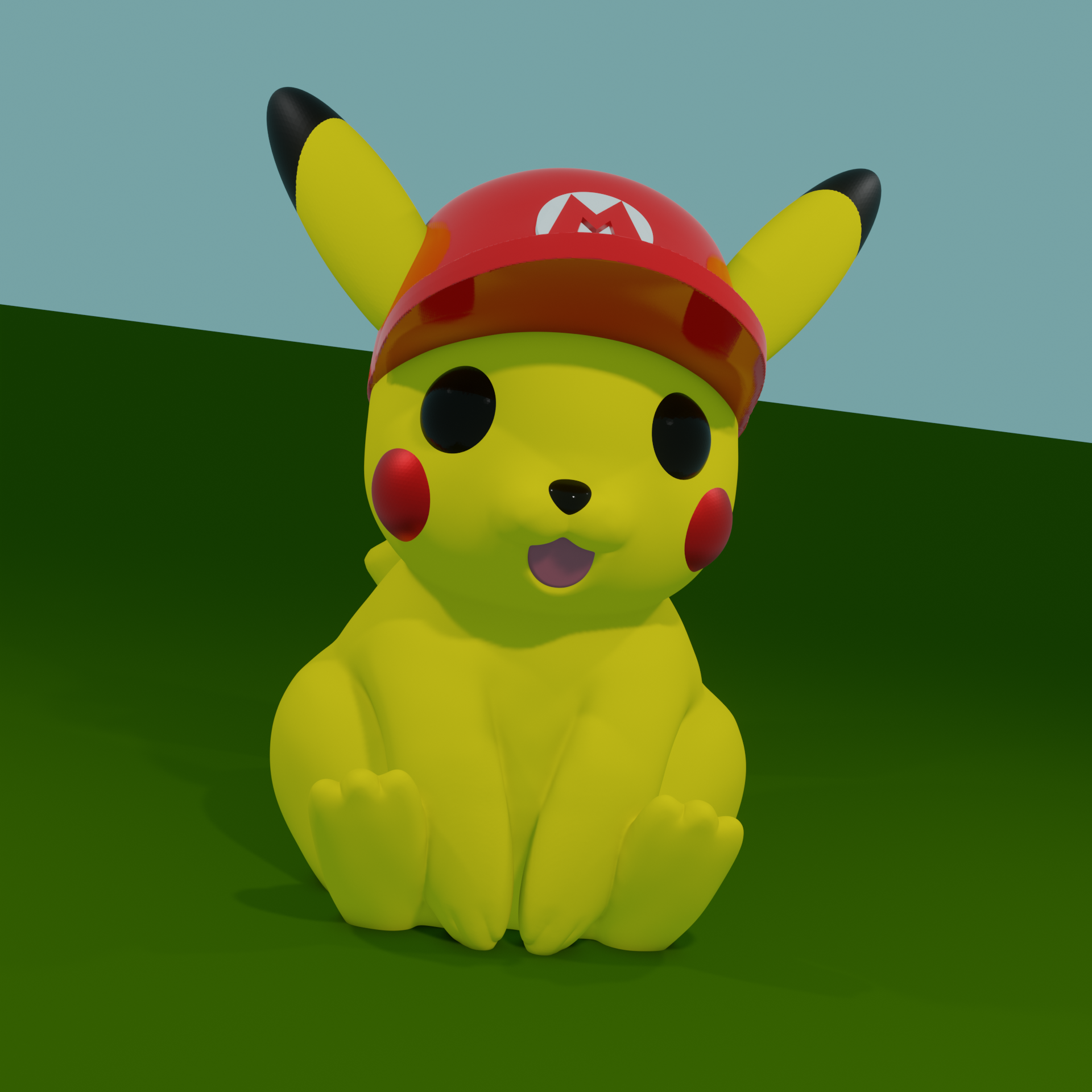 pok mon Pikachu Mario Hut Deckel luigi Nintendo Kunst Fan Art 3D print model - Mito3D