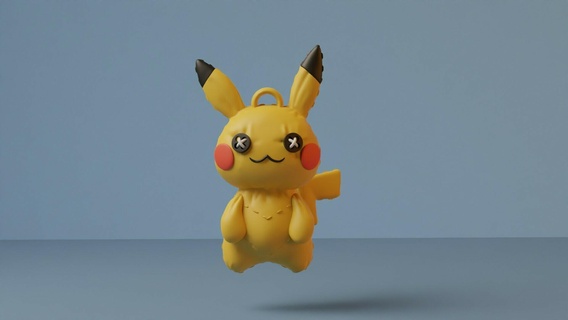 pok lun Pikachu ragdoll porte clés pendentif bijoux Pokémon pichu miauler fanart jouet figure décoration anime créature cendre 3d print model - Mito3D