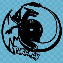 empujar Lun reloj pared hora pokemon charizard charmander charmeleon fuego 3d print model - Mito3D