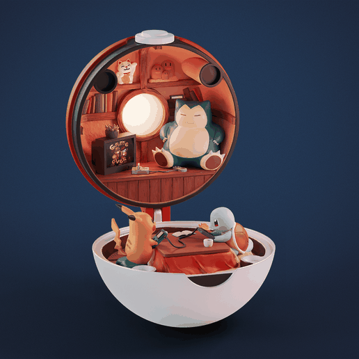 pokeball diorama art cute pokemon viodegames anime gift hirama 3D print model - Mito3D