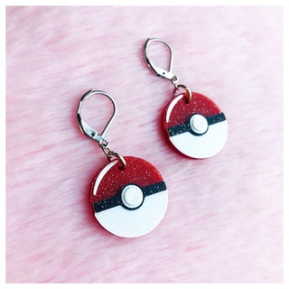 pokeball earrings poke ball pokemon necklace 3d print model - Mito3D