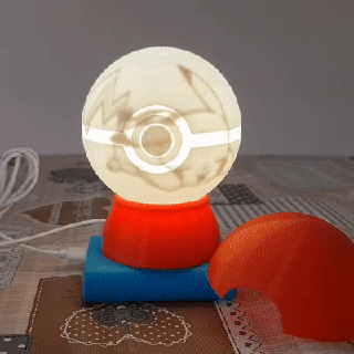 pokebola noche lámpara añadir tapas litofano pokemon Pikachu ligero LED nintendo juguete niños trueno Chispa chispear resplandor gorra 3d print model - Mito3D