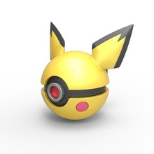 pokebola Pichu Pokémon bola recipiente brinquedo impressão imprimível 3d print model - Mito3D