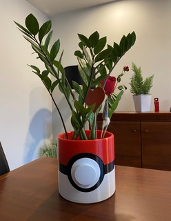 pokebola maceta cubierta carcasa funda cilindro enorme pokemon flor hogar casa 3d print model - Mito3D
