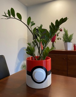 pokebola maceta cubierta carcasa funda cilindro enorme pokemon flor hogar casa 3d print model - Mito3D