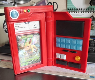 pokedex stand graded card pok mon psa pca ccc cgg showcase support dracaufeu pikachu tortank charizard blastoise 3d print model - Mito3D