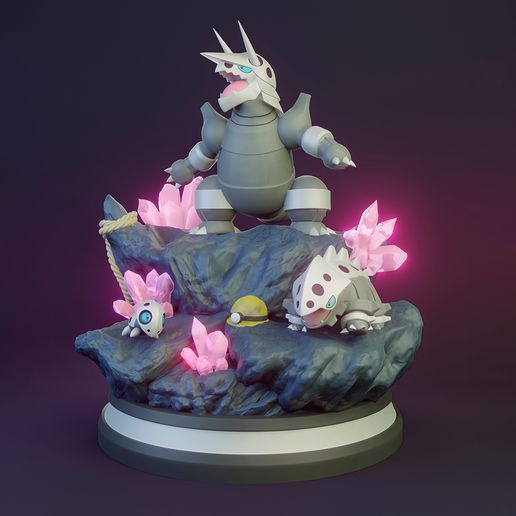 Pokémon aggron famille figure 3D print model - Mito3D