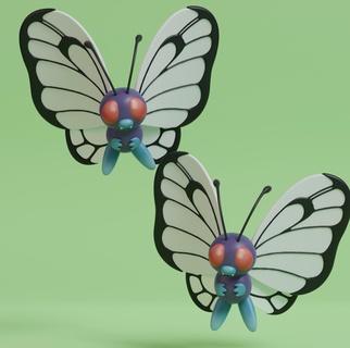pokemon - butterfree 2 poses pre supported pikachu ash pokeball toy home popular eevee printing dog anime manga collectible charizard caterpie metapo flexi 3d print model - Mito3D