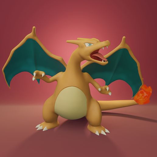 pokemon charizard 2 poses juego Pikachu charmander charmeleon inicio juguete coleccionable impresión Arte pokebola ceniza manga anime continuar fuego 3D print model - Mito3D