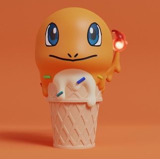 pokemon - charmander ice cream Game pikachu charmeleon charizard starter toy collectible print art go pokeball ash manga anime dragon fire 3d print model - Mito3D