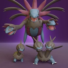 Pokémon deino zweifellos hydreigo 2 posiert 3d print model - Mito3D