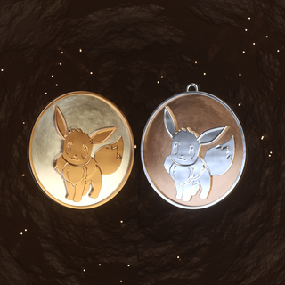 pokemon - eevee badge coin keychain pendant Jewelry poke gen1 3d print model - Mito3D