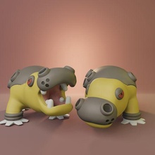 Pokémon hippowdon 2 poses jogos Pikachu hipopótamo deserto arte brinquedo colecionável pokebola tiranitar larvitar flygon impressão figura 3d print model - Mito3D