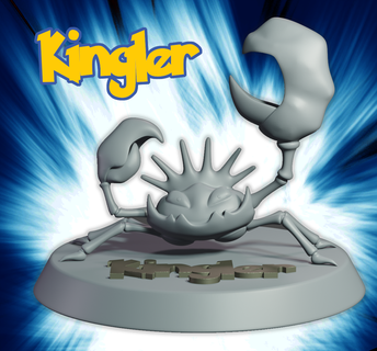 pokemon - kingler kingura pikachu anime sculpt print figure crab pokeball gen1 toy 3d print model - Mito3D