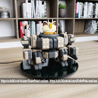 pokemon - meowth mecha tank easy print support Game eevee no squirtle pikachu charmander bulbasaur toy mewth 3d print model - Mito3D