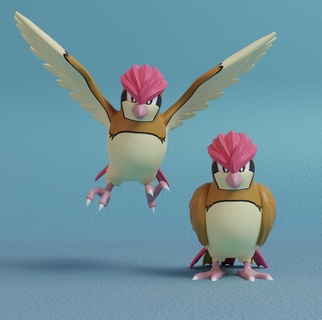 pokemon - pidgeotto 2 poses 3d print model - Mito3D