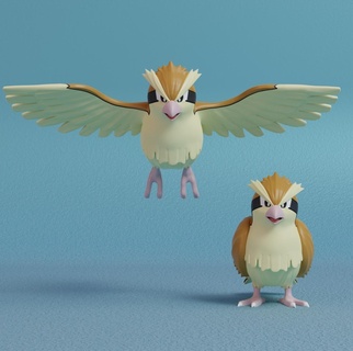 Pokémon pidgey 2 poses 3d print model - Mito3D