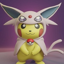 pokemon Pikachu cosplay poncho espeon 3d print model - Mito3D