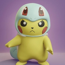 pokemon - pikachu cosplay squirlte 3d print model - Mito3D