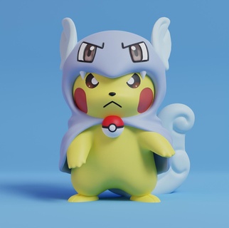 Pokemon Pikachu cosplay wartortle cenere pokeball giocattolo casa popolare eevee stampa cane anime manga collezione charizard gratuito squirtle blastoise 3d print model - Mito3D