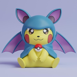 pokemon - pikachu zubat cosplay Game ash pokeball toy home popular eevee printing 3d dog anime manga collectible golbat crobat valentines 3d print model - Mito3D