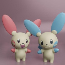 Pokémon plusle Kunst Pikachu Ratte Pokeball Spielzeug Sammlerstück Zahl Asche Manga Anime 3d print model - Mito3D