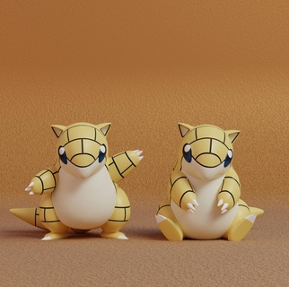 Pokemon sandshrew 2 pose 3d print model - Mito3D