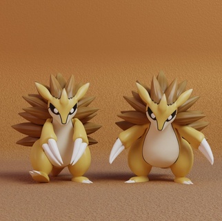 Pokémon sandslash 2 poses 3d print model - Mito3D