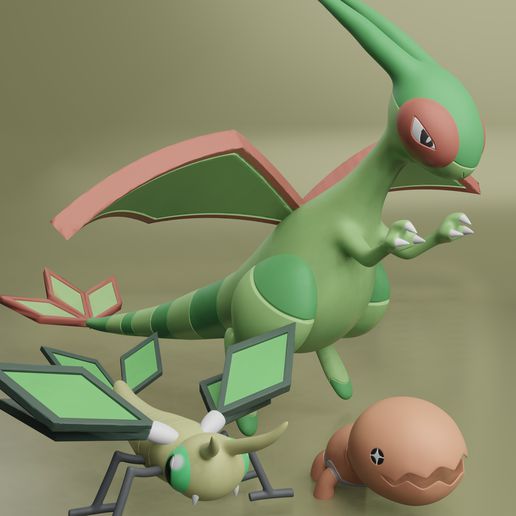 pokemon - trapinch vibrava flygon art pikachu dragon dragonite garchomp toy collectible pokeball ash figure 3D print model - Mito3D
