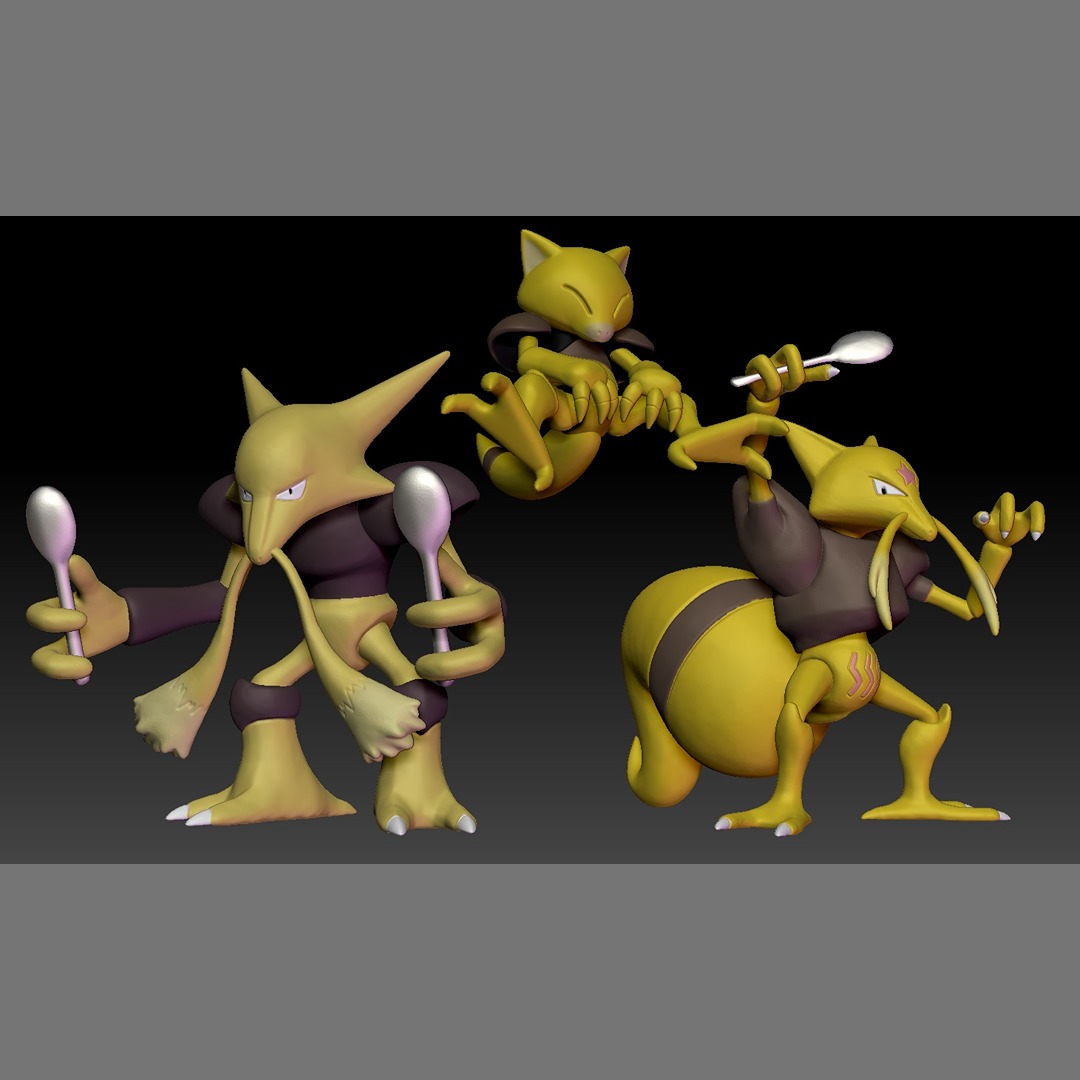 Pokémon abra Cadabra Alakazam Spielzeug Zahl Kunst Spiel Pokemongo Nintendo pokemonzukan Spiele Spielzeuge Skulptur Evolution 3D print model - Mito3D