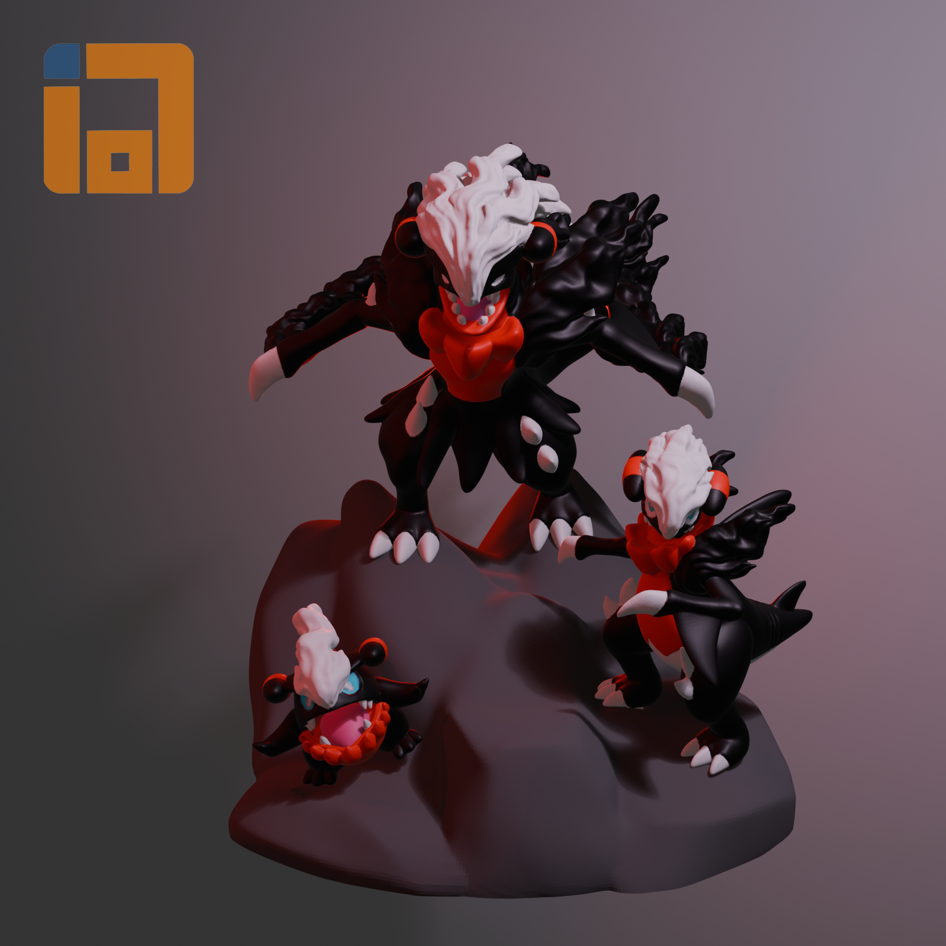 pokemon alternativo garchomp x darkrai arte fakemon siniestro continuar evolucion figura arte fan gible gabita roca 3D print model - Mito3D