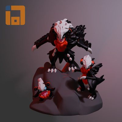 pokemon alternativo garchomp x darkrai arte fakemon siniestro continuar evolucion figura arte fan gible gabita roca 3d print model - Mito3D