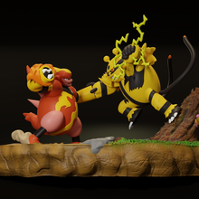 Pokémon bataille diorama magmortar électvire élective stl statue nintendo sculpture 3d print model - Mito3D