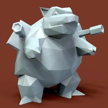 pokemon blastoise poly düşük oyun sanat hayvan lowpoly oyuncak 3d print model - Mito3D