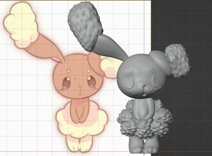 Pokémon buneary Kunst lopunny Evolution Damhirschkuh Hase niedlich kawaii Ventilator 3d print model - Mito3D